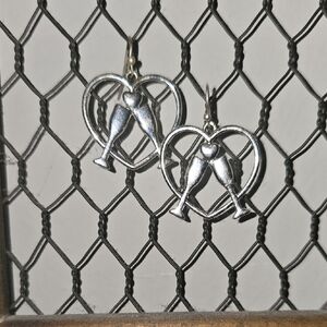 Silver Heart Champagne Earrings